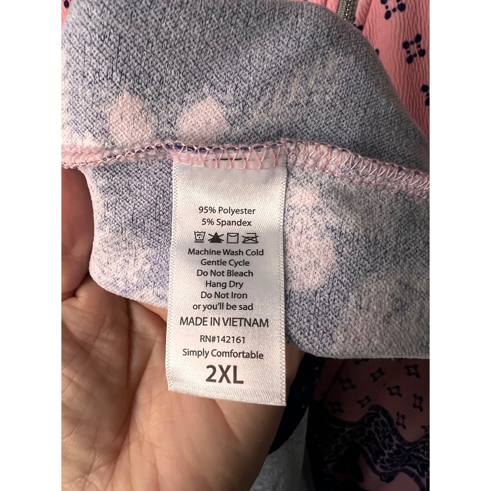 LuLaRoe Amelia Dress 2XL Pink Navy Blue Floral Border Print Short Sleeve Pleated - Picture 10 of 11